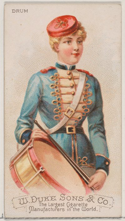 Drum, from the Musical Instruments Series N82 for Duke Brand Cigarettes, 1888 by Schumacher and Ettlinger