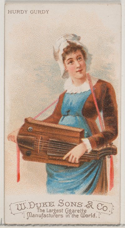 Hurdy Gurdy, from the Musical Instruments series N82 for Duke brand cigarettes, 1888 by Schumacher and Ettlinger
