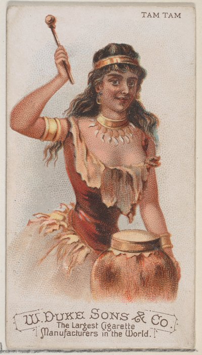 Tam Tam, from the Musical Instruments Series N82 for Duke Brand Cigarettes, 1888 by Schumacher and Ettlinger