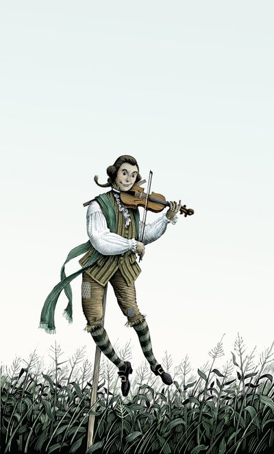 Baroque Violin Scarecrow by Scott McKowen