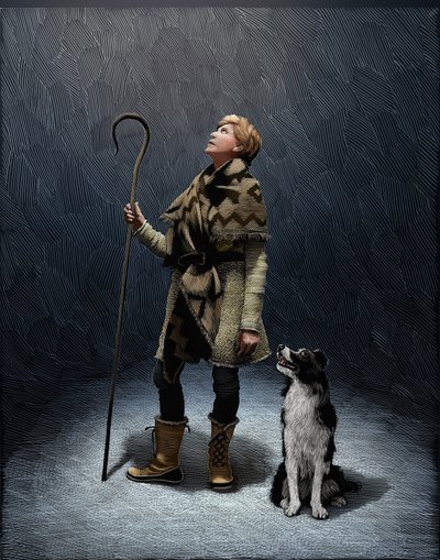 Shepherd With a Border Collie by Scott McKowen