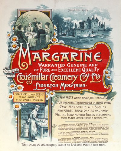 Advertisement for margarine produced by the Craigmillar Creamery by Scottish School