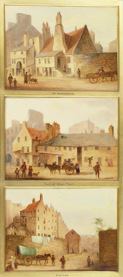 Canongate, Foot of West Port and Calton, detail from Edinburgh: Nine Views of the Old Town by Scottish School