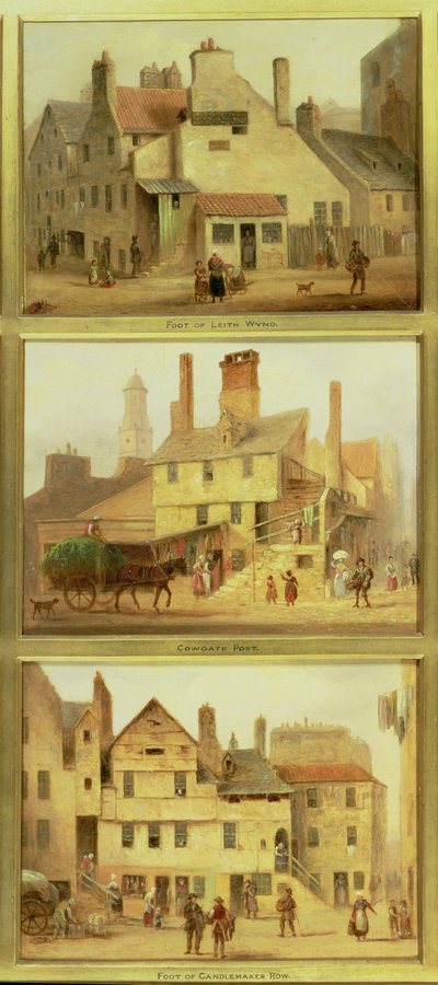 Foot of Leith Wynd, Cowgate Port and Foot of Candle Maker Row, detail from Edinburgh: Nine Views of the Old Town by Scottish School