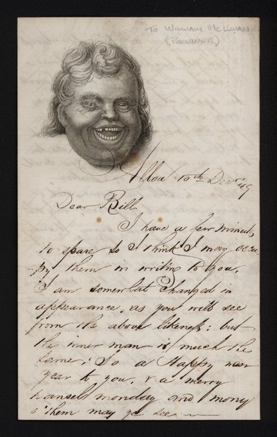 Letter Written on Writing Paper Bearing the Face of a Laughing Man by Scottish School