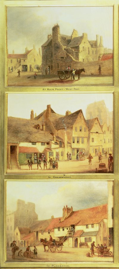 Main Point West Port, Grassmarket and Pleasance, detail from Edinburgh: Nine Views of the Old Town by Scottish School