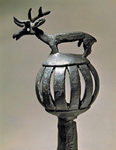 Scythian Art: Bronze Tank Ornament Topped with the Figure of a Deer by Scythian