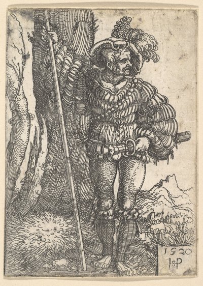 A Lansquenet Standing by a Tree by Sebald Beham