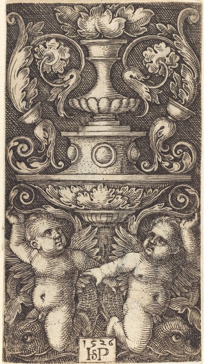 Double Cup with Two Genii Riding on Dolphins by Sebald Beham