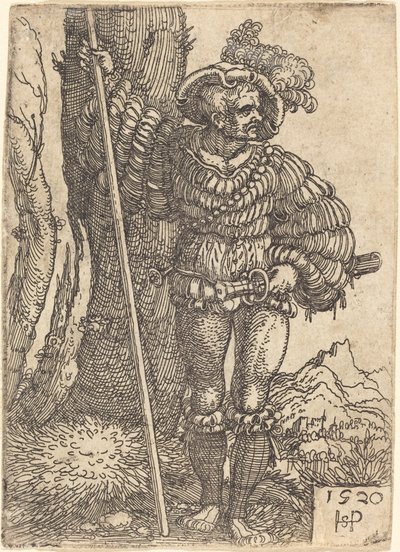 Foot Soldier Standing by a Tree by Sebald Beham