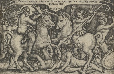 Hercules abducting Iole, from The Labors of Hercules by Sebald Beham