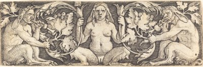 Ornament with Three Satyrs by Sebald Beham