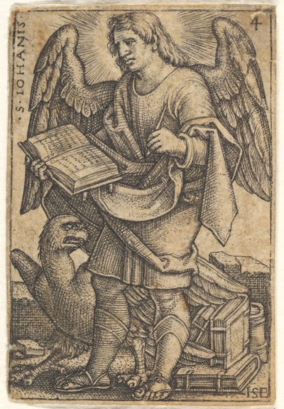 Plate 4: Saint John with his head turned three-quarters to the left, with a book in his right hand, 1541 by Sebald Beham