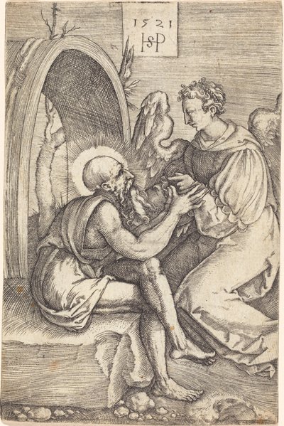 Saint Jerome with the Angel by Sebald Beham