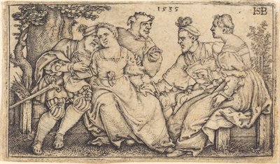 Two Loving Pairs with Clown by Sebald Beham