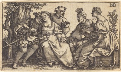 Two Loving Pairs with Clown by Sebald Beham