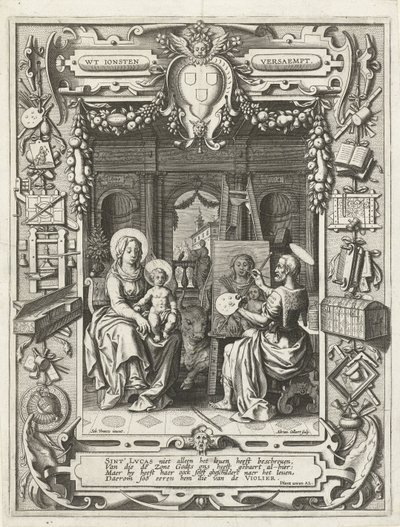 Coat of Arms of the Guild of Saint Luke with Saint Luke Painting Madonna and Child by Sebastian Vrancx
