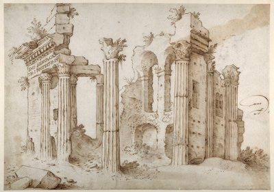 Columniated Ruins of the Temple of Minerva, Forum of Nerva, Rome by Sebastian Vrancx