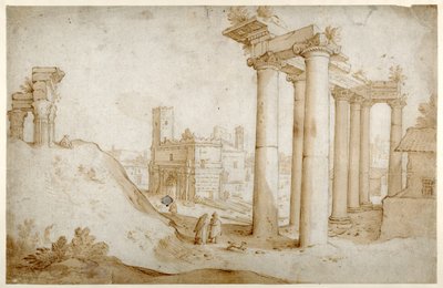 The Forum Romanum with the Temple of Titus and Vespasian, the Temple of Saturn and the Arch of Septimius Severus by Sebastian Vrancx