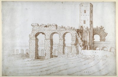 The Torre Fiscale and the Ruins of the Aqueduct of Claudio by Sebastian Vrancx