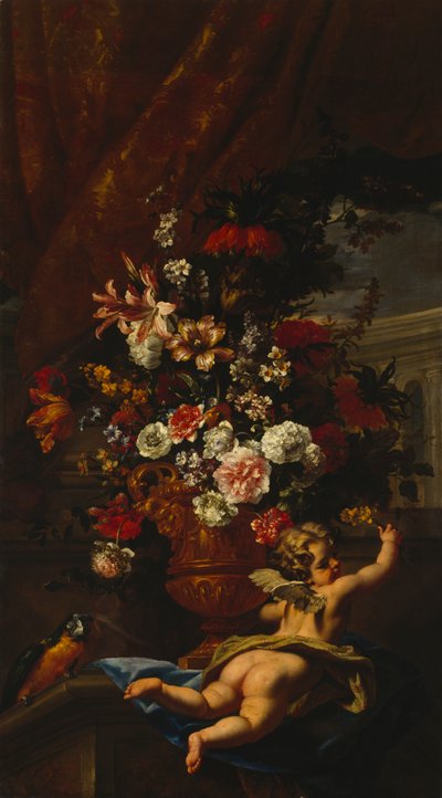 Cupid and Flowers by Sebastiano & Monnoyer J B (1636 99) Ricci
