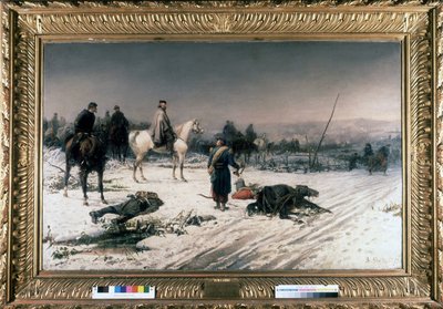 Garibaldi in Dijon on a battlefield, painting by S. De Albertis. 1877. Museum of Risorgimento. Milan by Sebastiano de Albertis