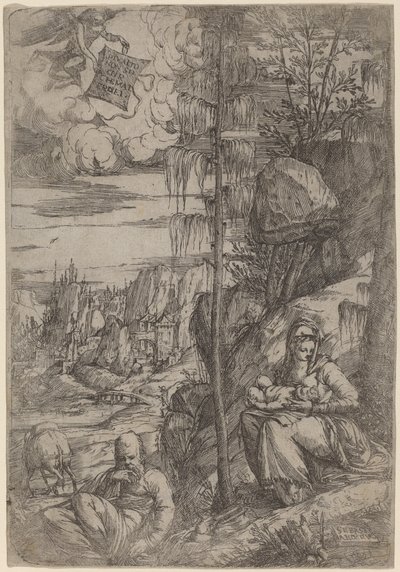 Landscape with the Rest on the Flight into Egypt by Sebastiano de Valentinis