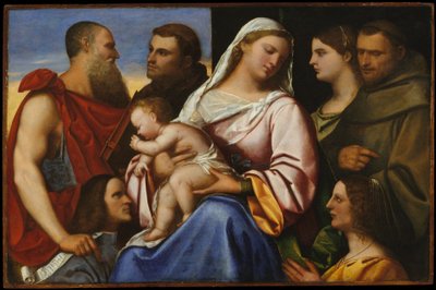 Madonna and Child with Saints and Donors by Sebastiano del (c.1485 1547) (attr. to) Piombo