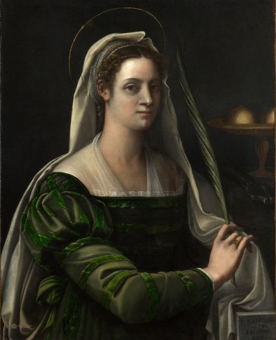 Portrait of a Lady with the Attributes of Saint Agatha, early 1530s by Sebastiano del (c.1485 1547) Piombo