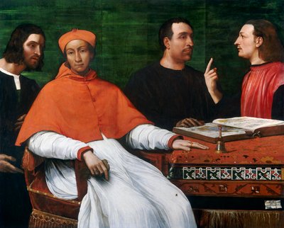 Cardinal Bandinello Sauli, His Secretary, and Two Geographers, 1516 by Sebastiano del Piombo
