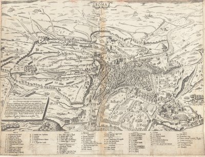 Topographical Map of Modern Rome by Sebastiano di Re after Giovanni Antonio Dosio