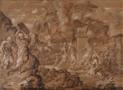 The Israelites Dancing around the Golden Calf by Sébastien Bourdon