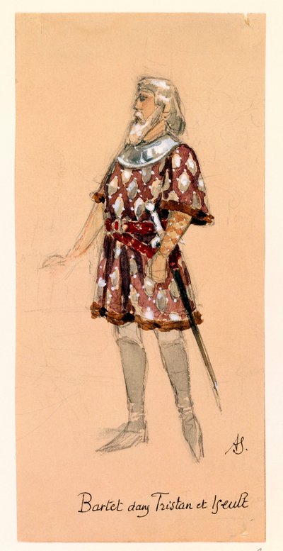 France, Paris, Costume Sketch for Kurwenal in Tristan and Isolde by Richard Wagner for Performance at Paris Palais Garnier by Segaud Segaud