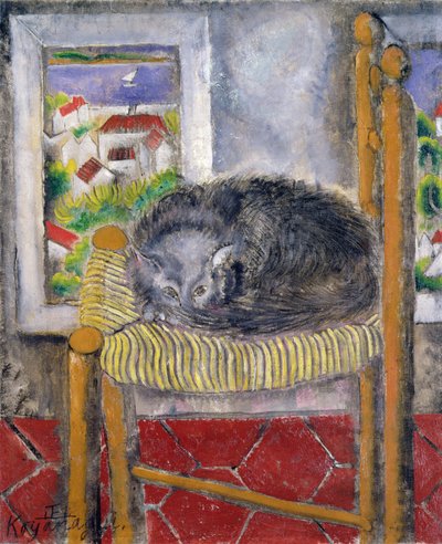 Cat on a Rush Chair by Sei Koyanagui