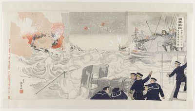 Second Attack on Port Arthur by the Ships Hayatori and Asagiri by Seisai