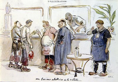 A bar at the Abattoirs de la Villette, c.1925-30 by Sem