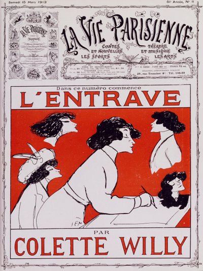 Caricature of Colette Willy, pseudonym of Sidonie-Gabrielle Colette (1873-1954) by Sem