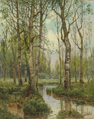 A Stream Running Through a Birch Wood by Semyon Fedorov
