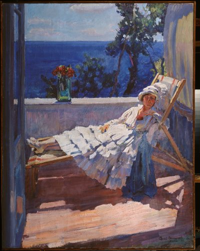 A Lady on the Balcony by Sergei Arsenevich Vinogradov