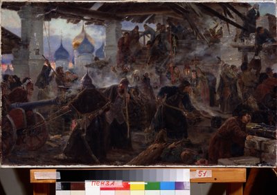 The Siege of the Trinity Sergius Lavra in Sergiev Posad. Battle scene during the Time of Troubles and the dynastic crisis by Sergei Dmitrievich Miloradovich