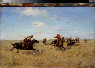 Fight Between Dnieper Cossacks and Tatars by Sergei Ivanovich Vasilkovsky