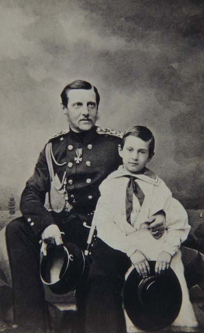 Portrait of Grand Duke Constantin Nikolaevich of Russia 1827-1892 with Son Nicholas Constantinovic by Sergei Lvovich Levitsky