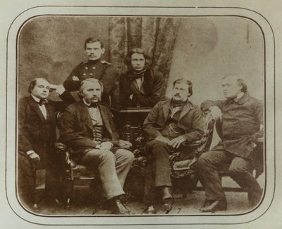 Sovremennik: Ivan Goncharov, Ivan Turgenev, Leo Tolstoy, Dmitri Grigorovich, Alexander Druzhinin by Sergei Lvovich Levitsky