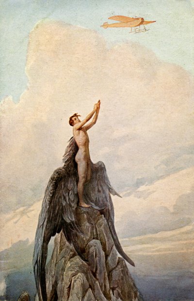 Transport. Aviation. The Dream of Icarus. Icarus and Airplane by Sergei Sergeevich Solomko