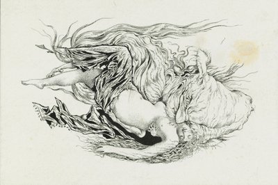 Chernomor and Lyudmila. Illustration to the poem Ruslan and Lyudmila by A. Pushkin by Sergei Vasilevich Chekhonin