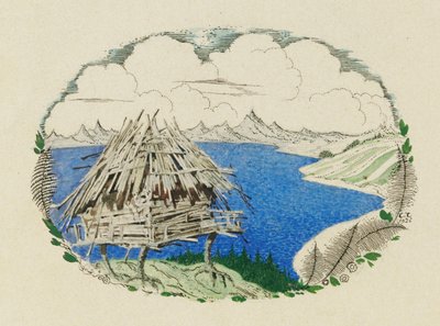 The Hut on Chicken Legs. Illustration to the Poem Ruslan and Lyudmila by A. Pushkin by Sergei Vasilevich Chekhonin