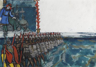 Illustration for the Fairy tale of the Tsar Saltan by A. Pushkin by Sergei Vasilievich Malyutin