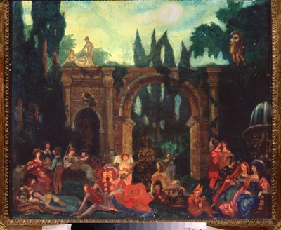 Preparatory Decor for the Play The Decameron by Giovanni Boccaccio by Sergei Yurevich Sudeikin