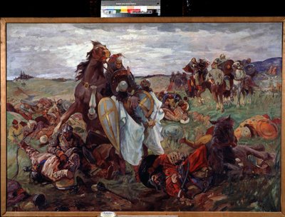 The Battle Between Russians and Tatars. Painting by Serguei Nikolayevich Arkhipov by Sergey Nikolayevich Arkhipov