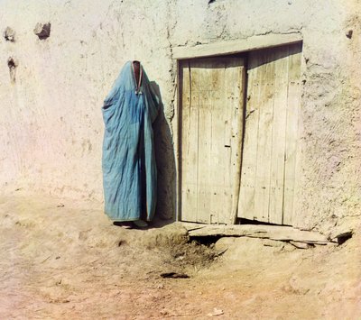An Uzbek or Tajik Woman Wearing a Burqa by Sergey Prokudin Gorsky